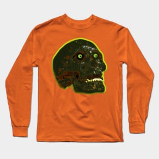 Burnt skull with glowing green eyes Long Sleeve T-Shirt